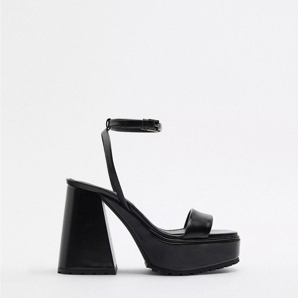 Zara Sleek Black Platform Heels